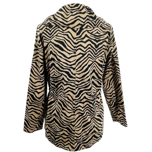 Dana Buchman Tan Animal Print Satin Tie Waist Jacket Women Sz M - Picture 3 of 12